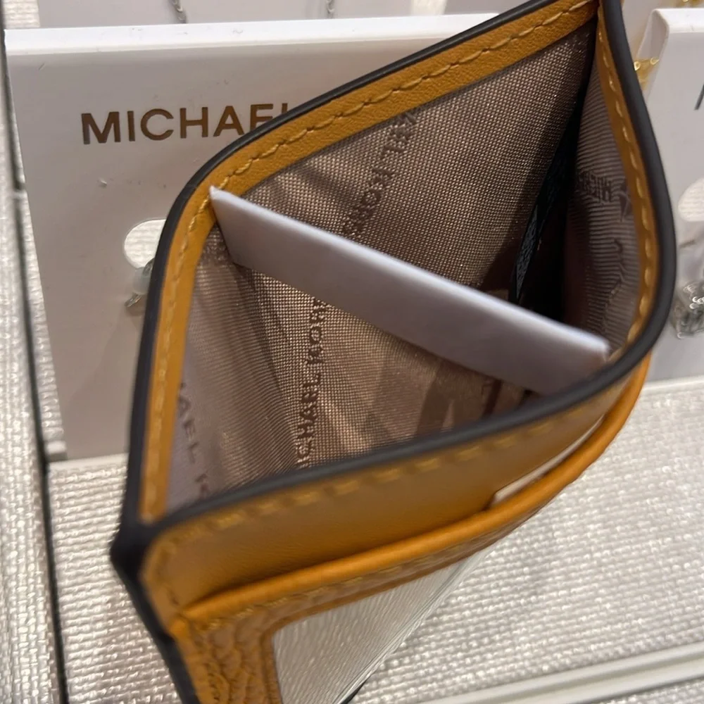 MICHAEL KORS Large Pebbled Leather Card Holder Case Cider NWT